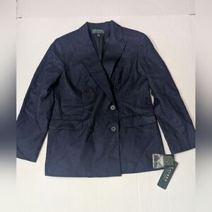Lauren Ralph Lauren Navy Blue Linen  Blazer Women's 6P